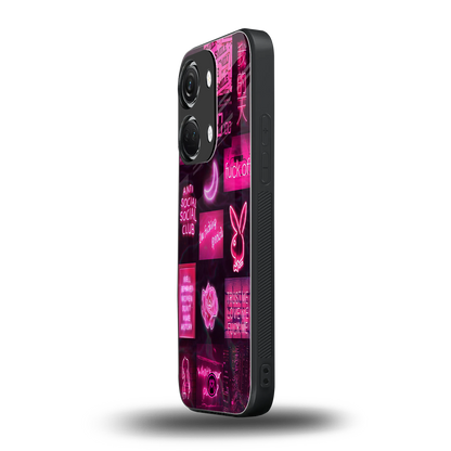black pink aesthetic collage back phone cover | glass case for oneplus nord 3