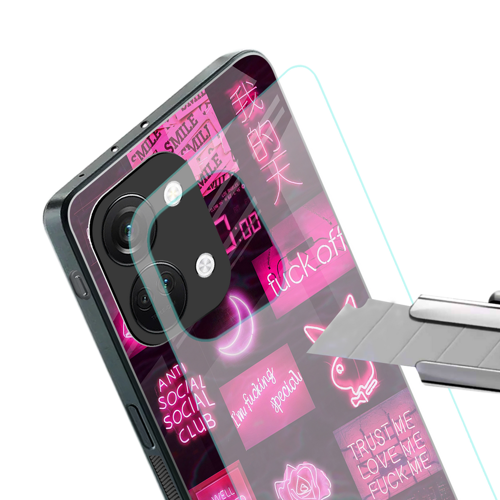 black pink aesthetic collage back phone cover | glass case for oneplus nord 3