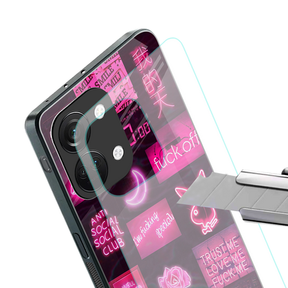 black pink aesthetic collage back phone cover | glass case for oneplus nord 3