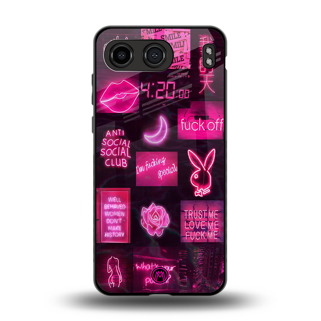 black pink aesthetic collage back phone cover | glass case for oneplus nord 4