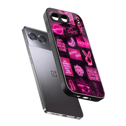 black pink aesthetic collage back phone cover | glass case for oneplus nord 4