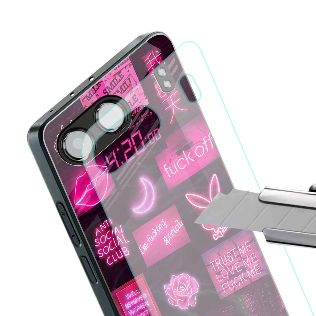 black pink aesthetic collage back phone cover | glass case for oneplus nord 4