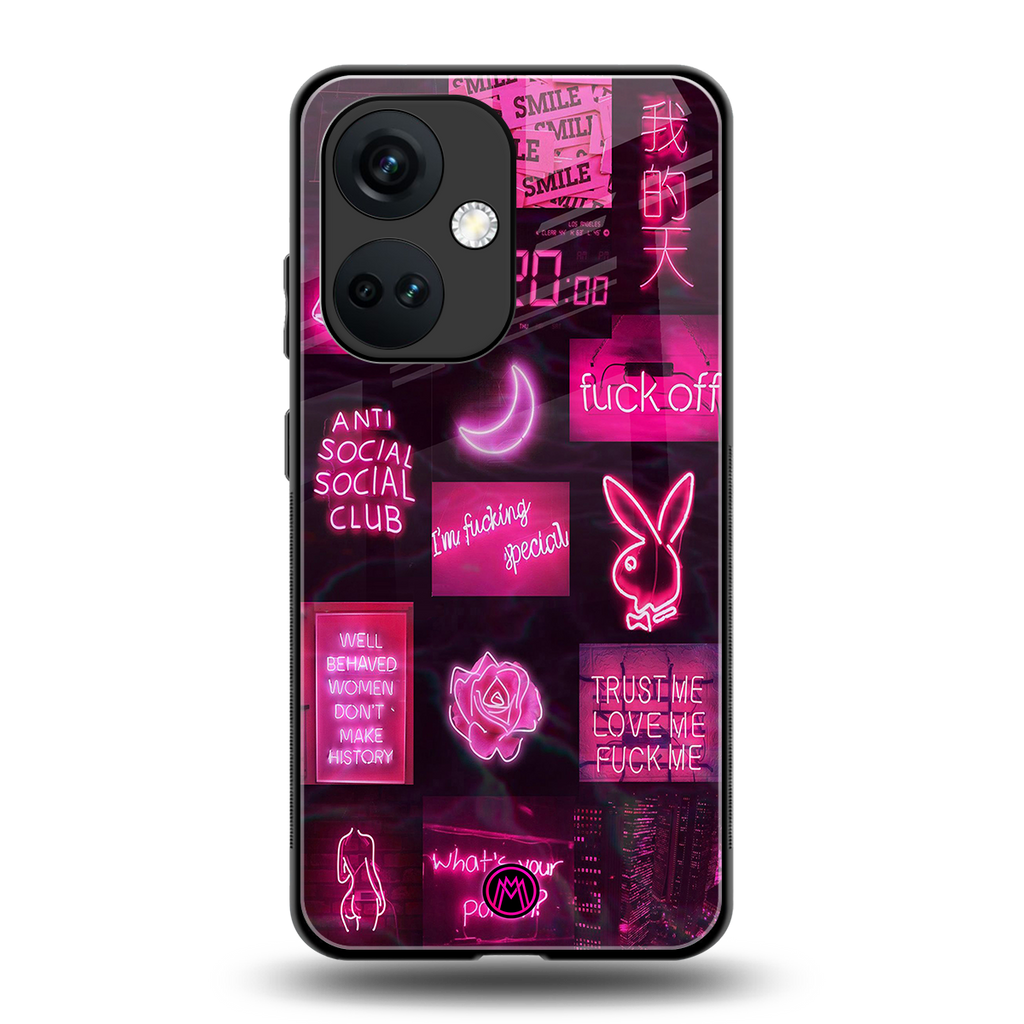 black pink aesthetic collage back phone cover | glass case for oneplus nord ce 3