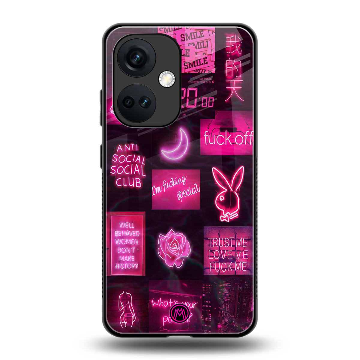black pink aesthetic collage back phone cover | glass case for oneplus nord ce 3