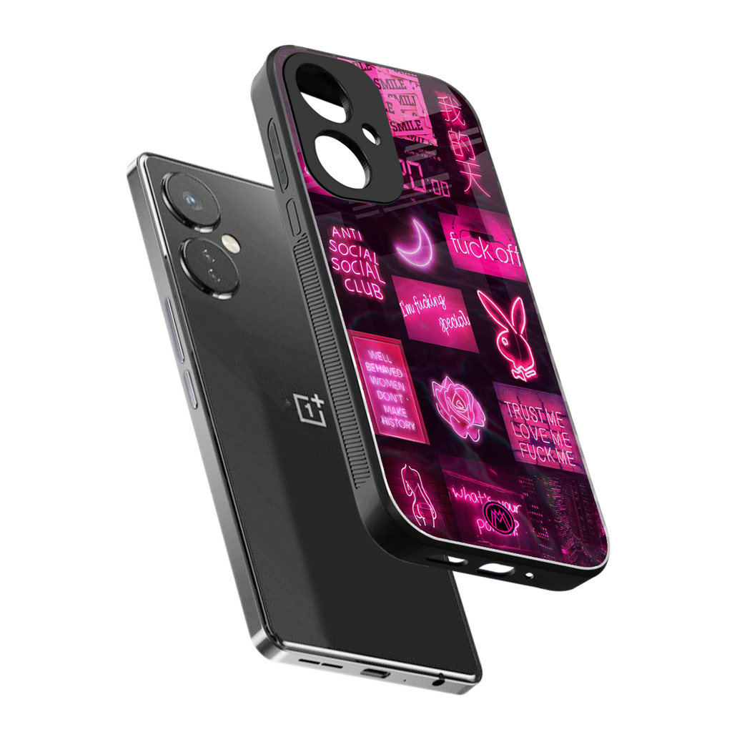 black pink aesthetic collage back phone cover | glass case for oneplus nord ce 3