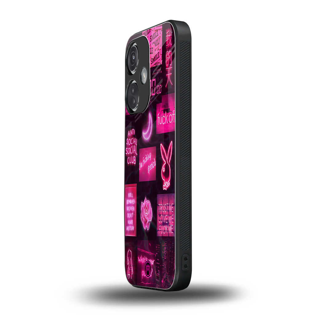 black pink aesthetic collage back phone cover | glass case for oneplus nord ce 3
