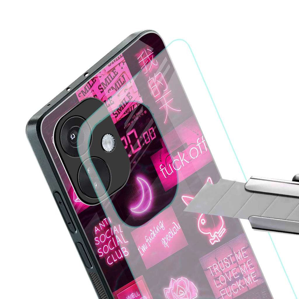 black pink aesthetic collage back phone cover | glass case for oneplus nord ce 3