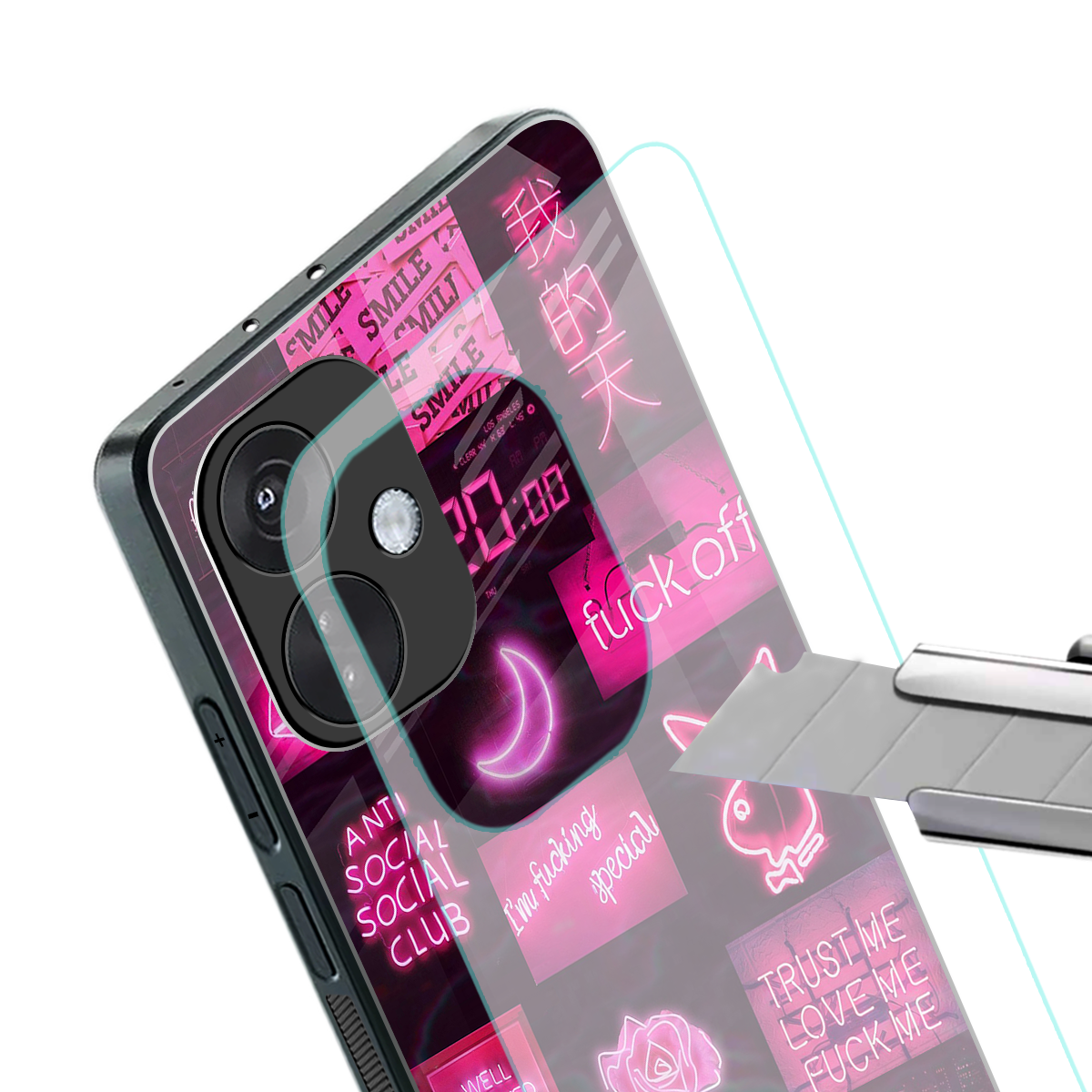 black pink aesthetic collage back phone cover | glass case for oneplus nord ce 3