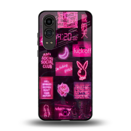 black pink aesthetic collage back phone cover | glass case for oneplus nord ce 4 lite