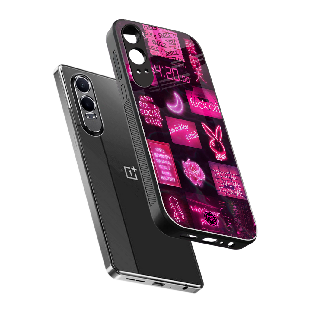 black pink aesthetic collage back phone cover | glass case for oneplus nord ce 4 lite