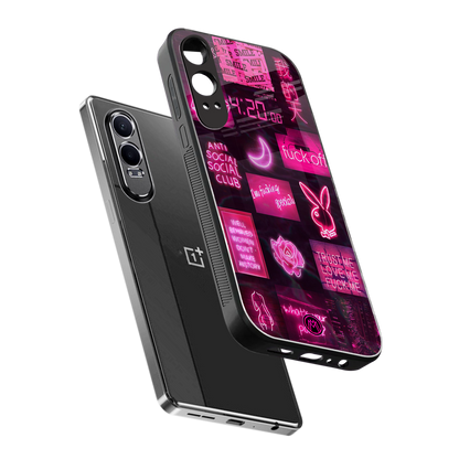 black pink aesthetic collage back phone cover | glass case for oneplus nord ce 4 lite