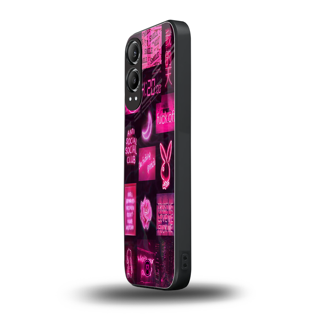 black pink aesthetic collage back phone cover | glass case for oneplus nord ce 4 lite