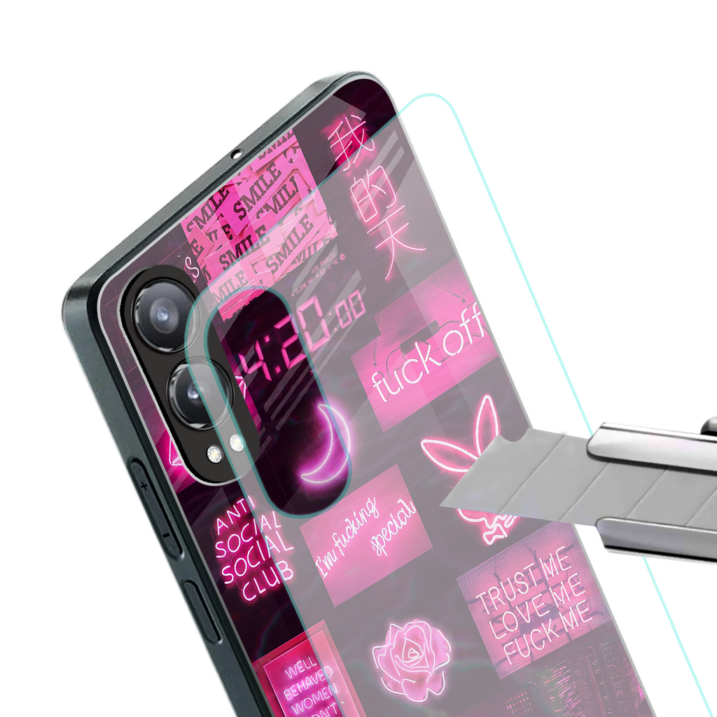 black pink aesthetic collage back phone cover | glass case for oneplus nord ce 4 lite