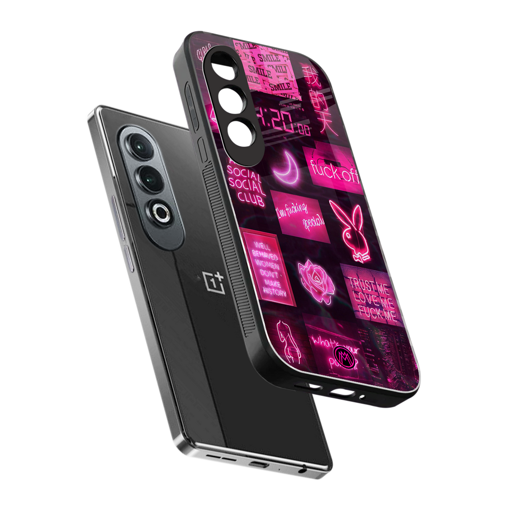 black pink aesthetic collage back phone cover | glass case for oneplus nord ce 4