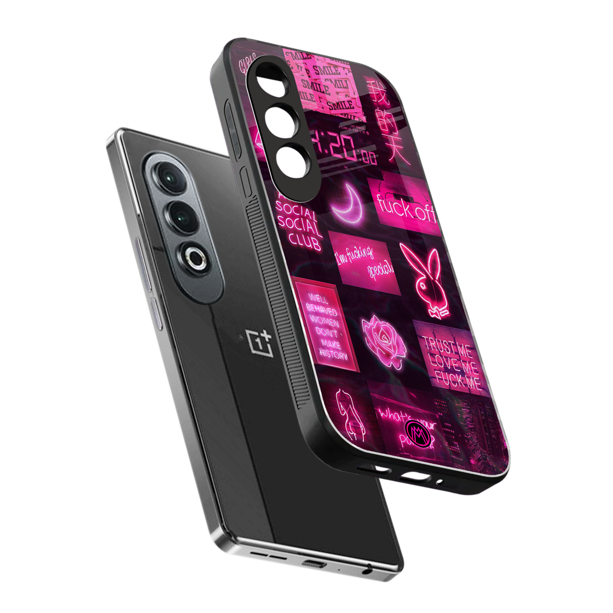 black pink aesthetic collage back phone cover | glass case for oneplus nord ce 4