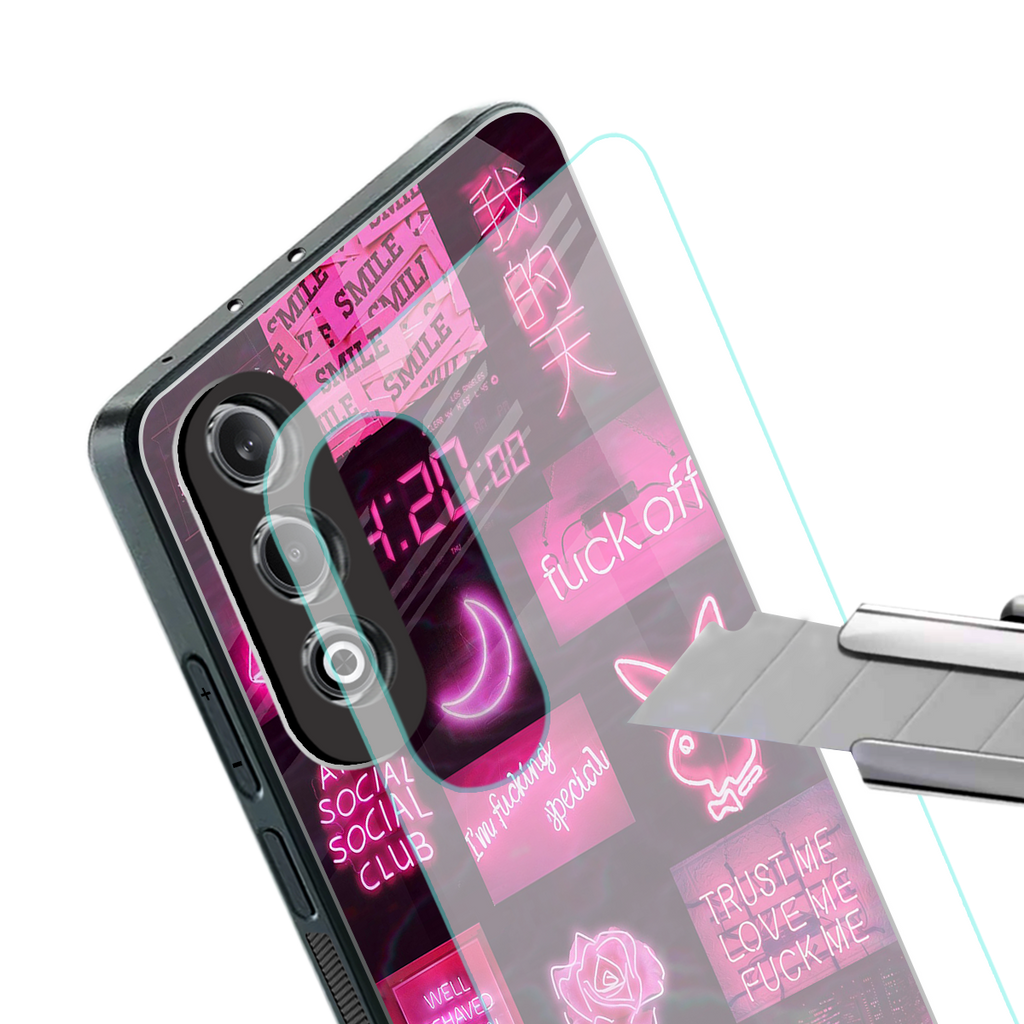 black pink aesthetic collage back phone cover | glass case for oneplus nord ce 4