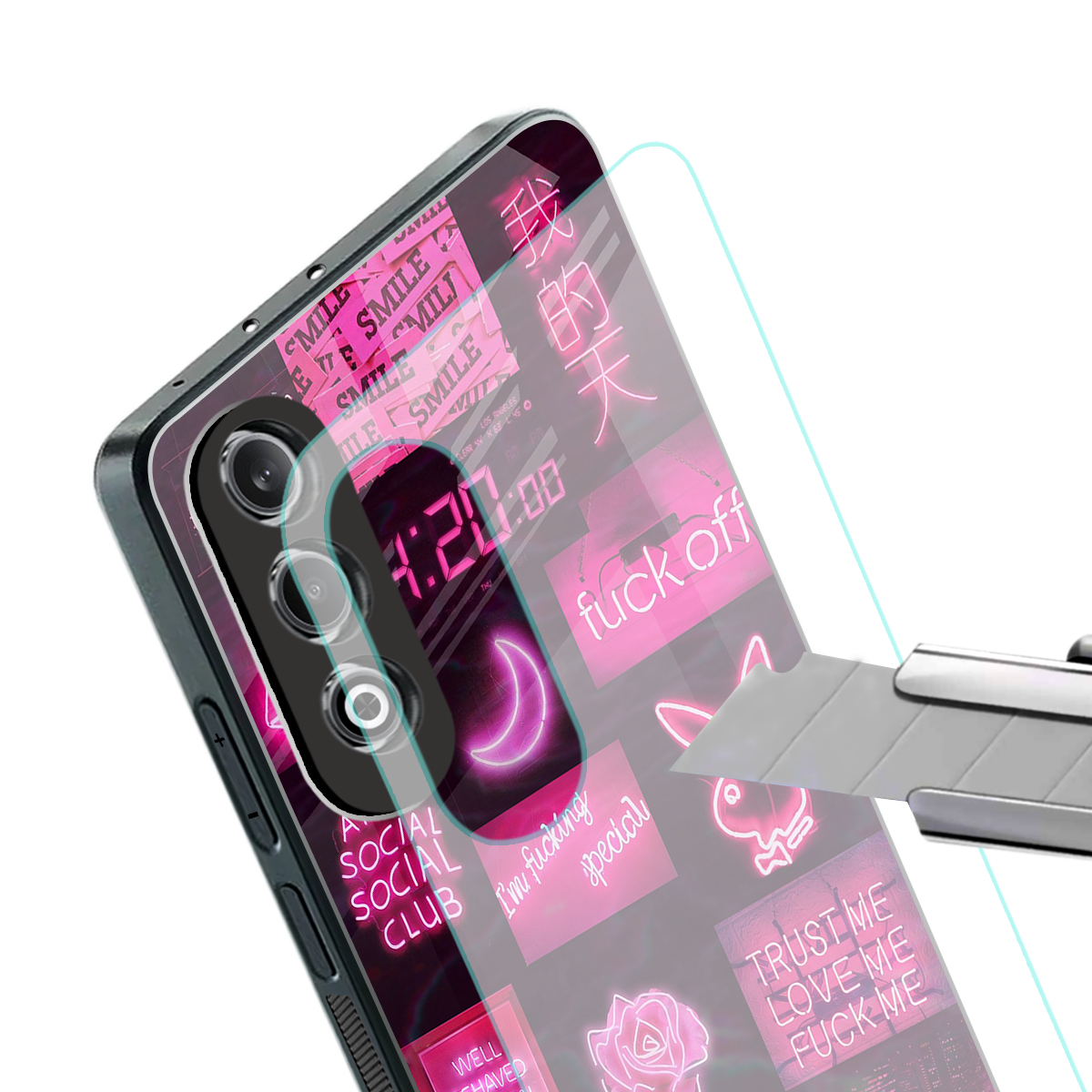 black pink aesthetic collage back phone cover | glass case for oneplus nord ce 4