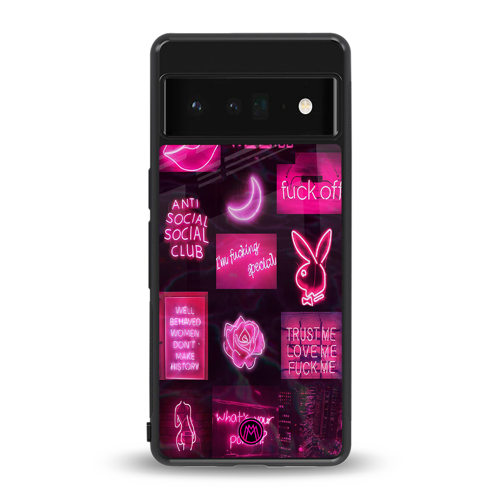 black pink aesthetic collage back phone cover | glass case for google pixel 6 pro