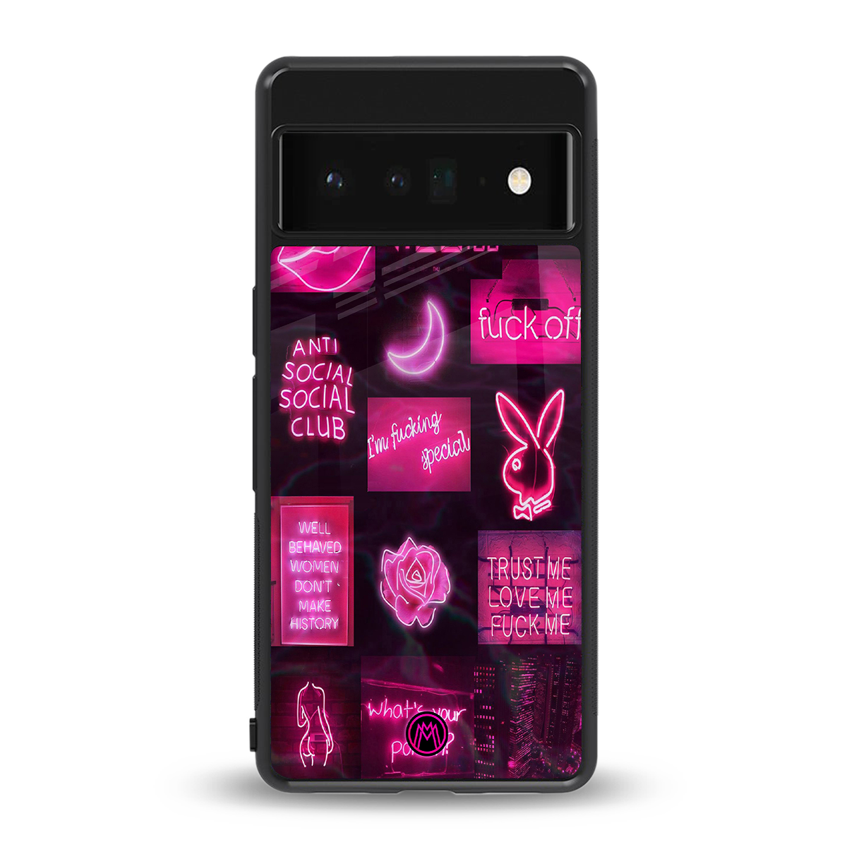 black pink aesthetic collage back phone cover | glass case for google pixel 6 pro