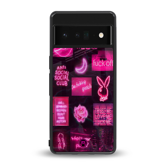black pink aesthetic collage back phone cover | glass case for google pixel 6 pro