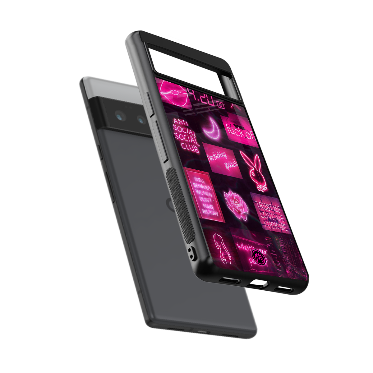 black pink aesthetic collage back phone cover | glass case for google pixel 6 pro
