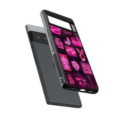 black pink aesthetic collage back phone cover | glass case for google pixel 6 pro