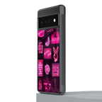 black pink aesthetic collage back phone cover | glass case for google pixel 6 pro