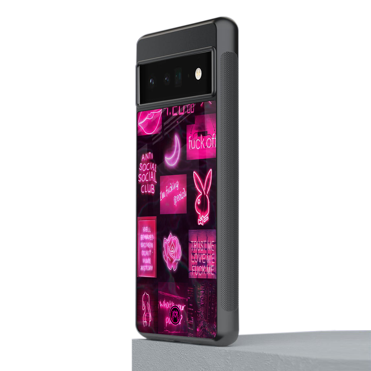 black pink aesthetic collage back phone cover | glass case for google pixel 6 pro