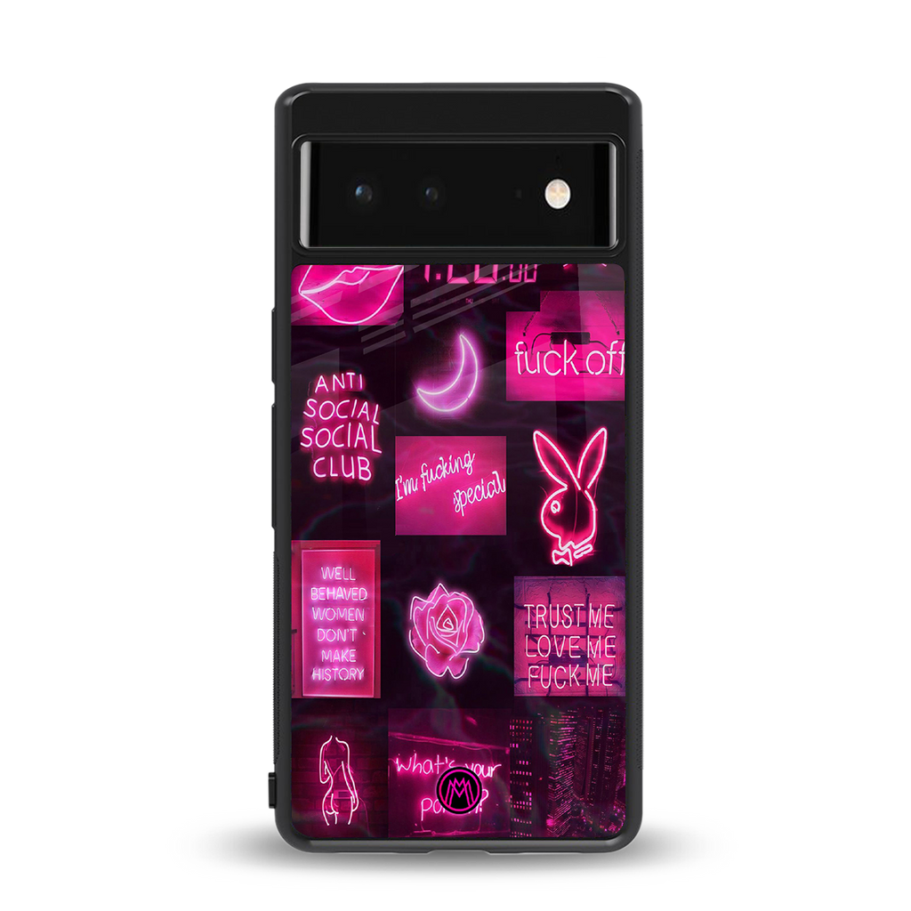 black pink aesthetic collage back phone cover | glass case for google pixel 6