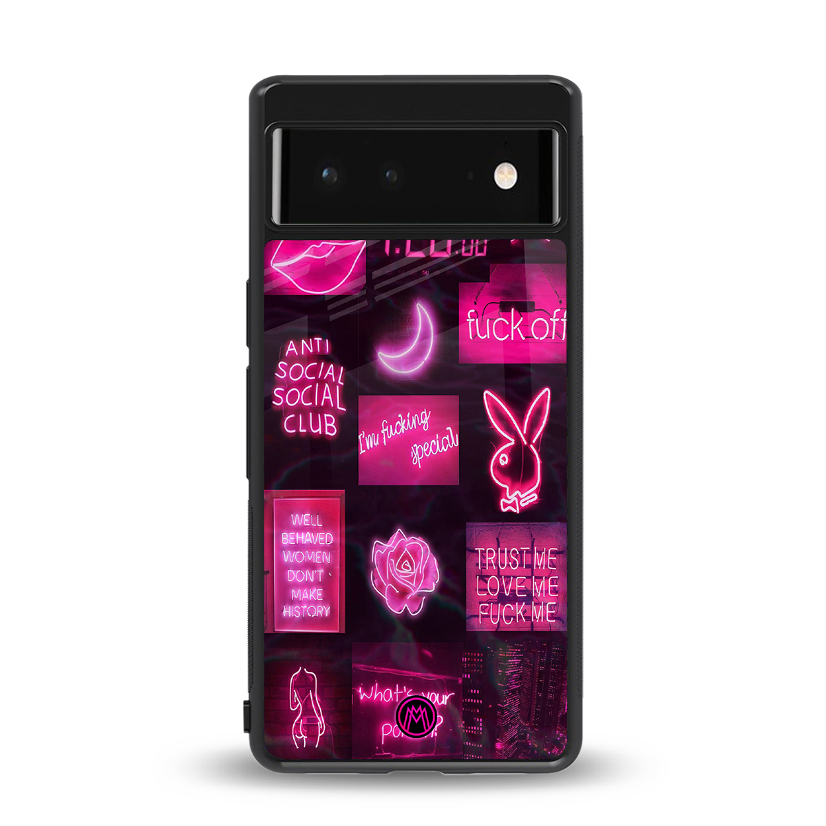 black pink aesthetic collage back phone cover | glass case for Google Pixel 6A