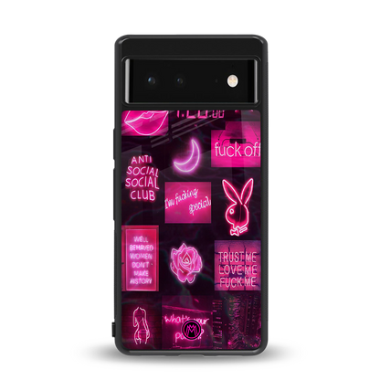 black pink aesthetic collage back phone cover | glass case for Google Pixel 6A