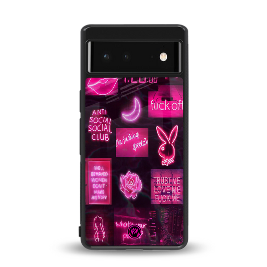 black pink aesthetic collage back phone cover | glass case for Google Pixel 6A