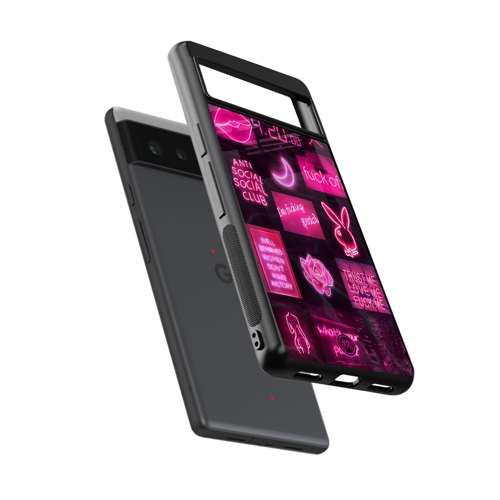 black pink aesthetic collage back phone cover | glass case for google pixel 6