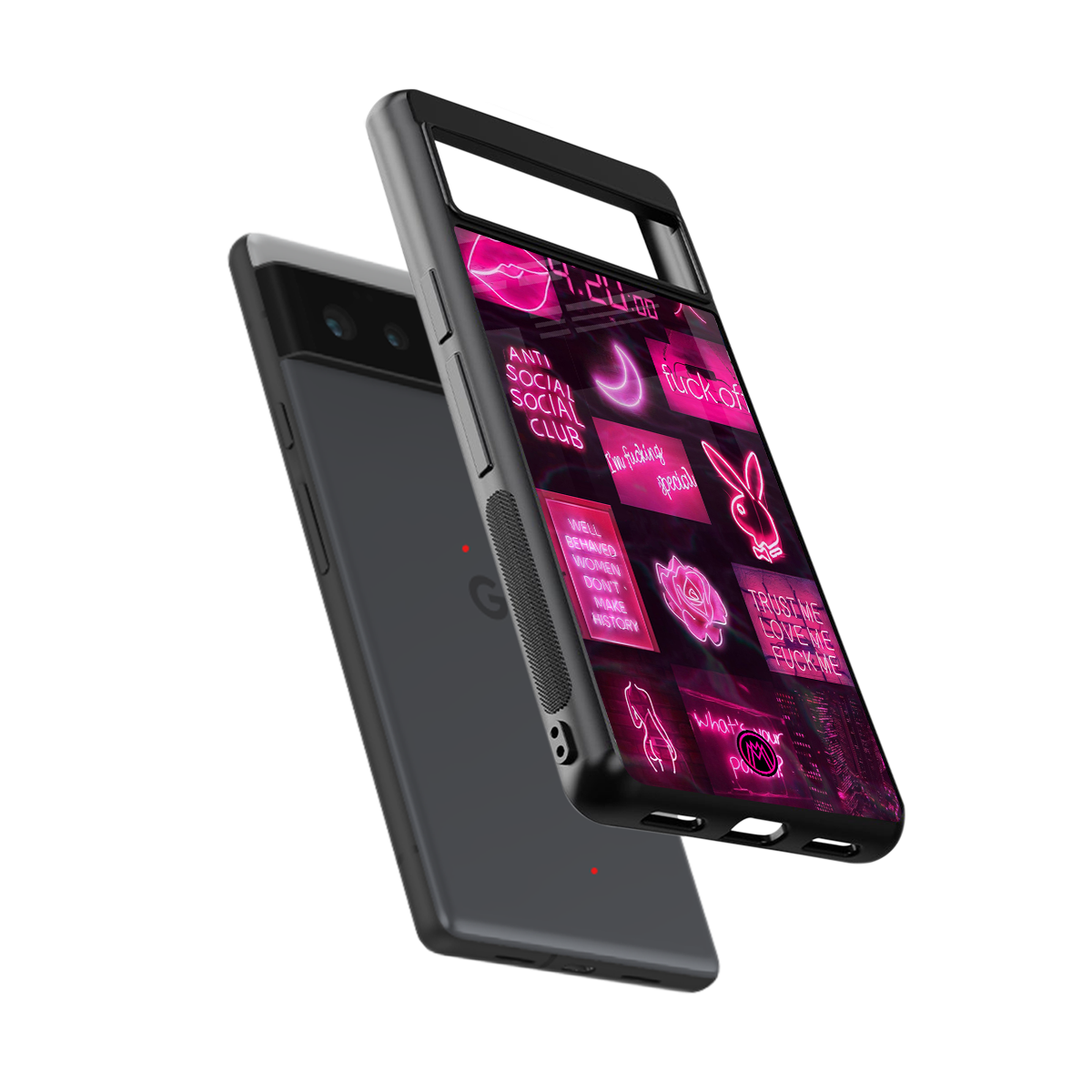 black pink aesthetic collage back phone cover | glass case for Google Pixel 6A