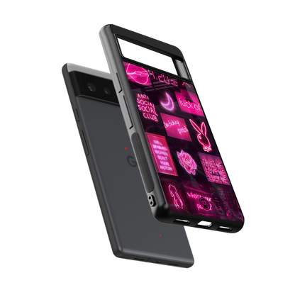 black pink aesthetic collage back phone cover | glass case for Google Pixel 6A