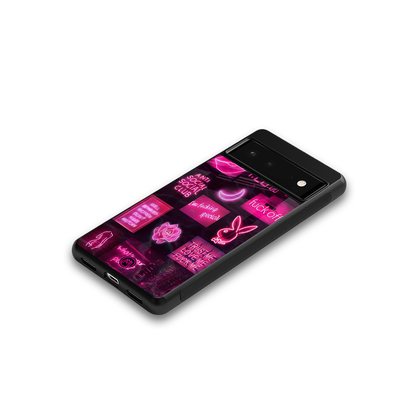 black pink aesthetic collage back phone cover | glass case for Google Pixel 6A