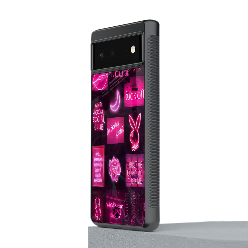 black pink aesthetic collage back phone cover | glass case for google pixel 6
