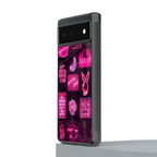 black pink aesthetic collage back phone cover | glass case for google pixel 6