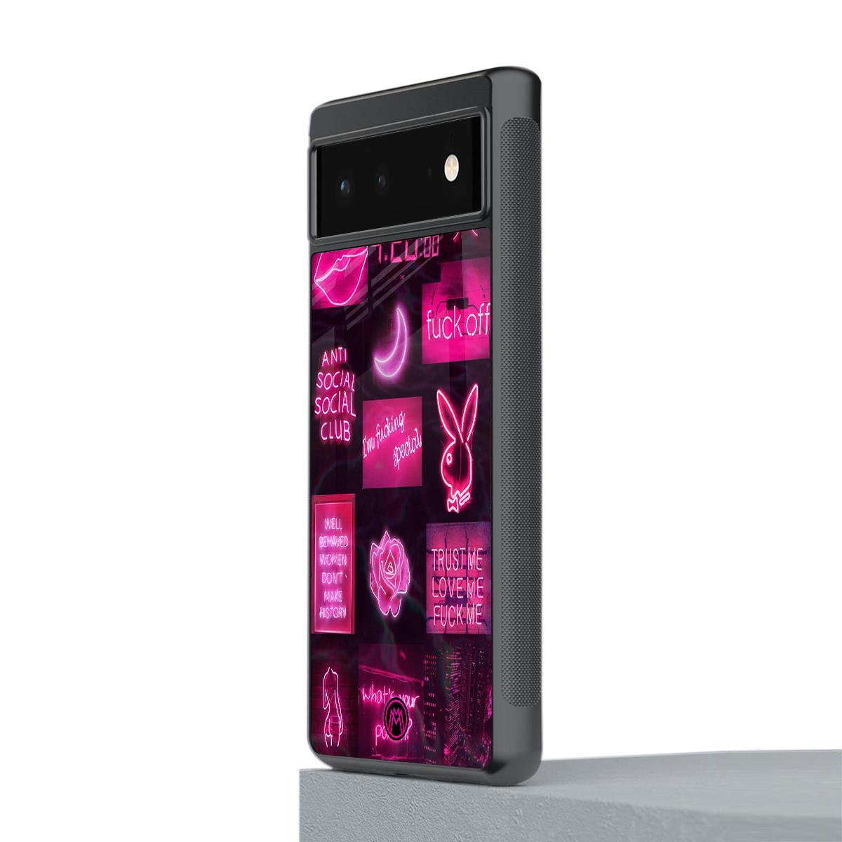 black pink aesthetic collage back phone cover | glass case for Google Pixel 6A