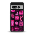 black pink aesthetic collage back phone cover | glass case for google pixel 7 pro