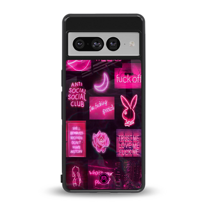 black pink aesthetic collage back phone cover | glass case for google pixel 7 pro
