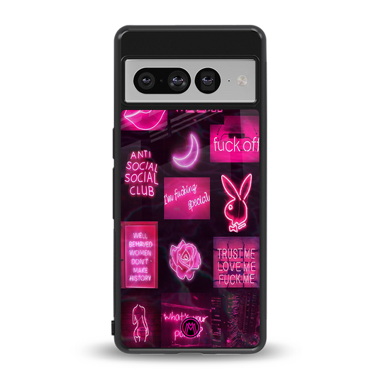 black pink aesthetic collage back phone cover | glass case for google pixel 7 pro