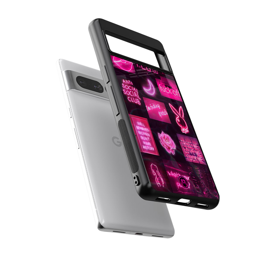 black pink aesthetic collage back phone cover | glass case for google pixel 7 pro