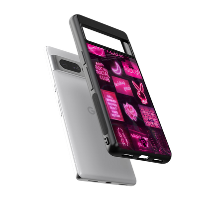 black pink aesthetic collage back phone cover | glass case for google pixel 7 pro