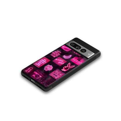 black pink aesthetic collage back phone cover | glass case for google pixel 7 pro