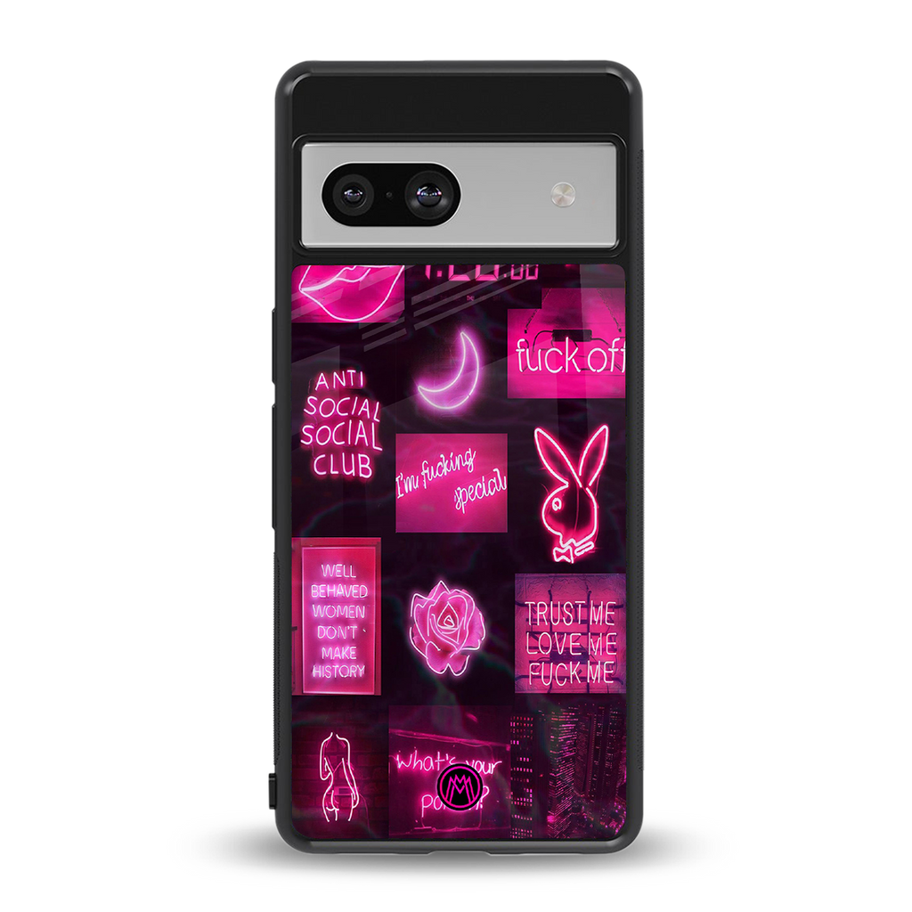 black pink aesthetic collage back phone cover | glass case for Google Pixel 7