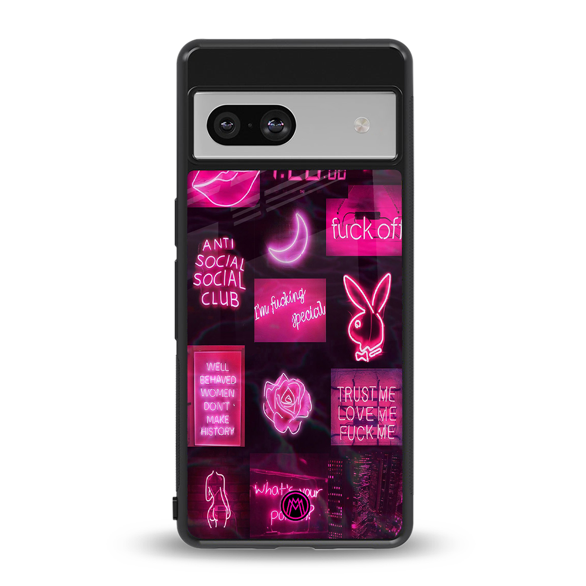 black pink aesthetic collage back phone cover | glass case for Google Pixel 7