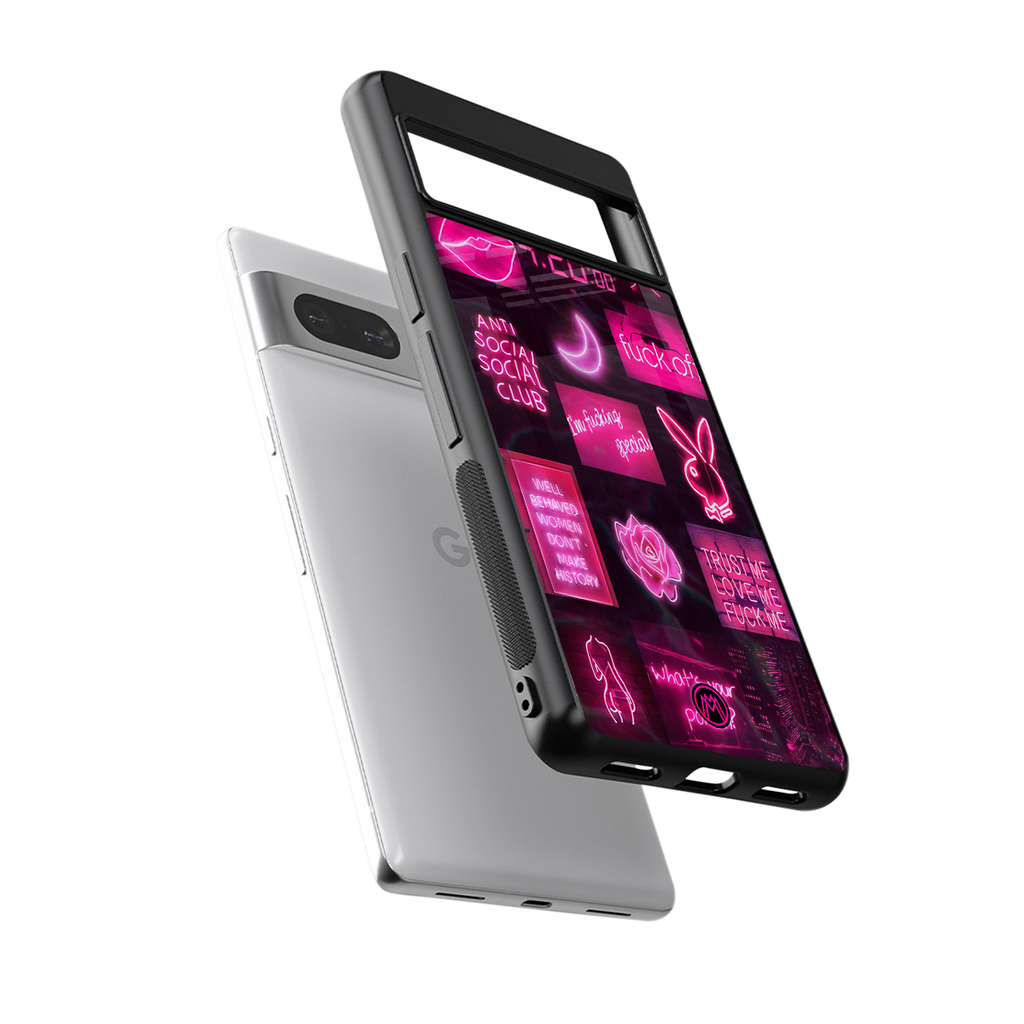 black pink aesthetic collage back phone cover | glass case for Google Pixel 7