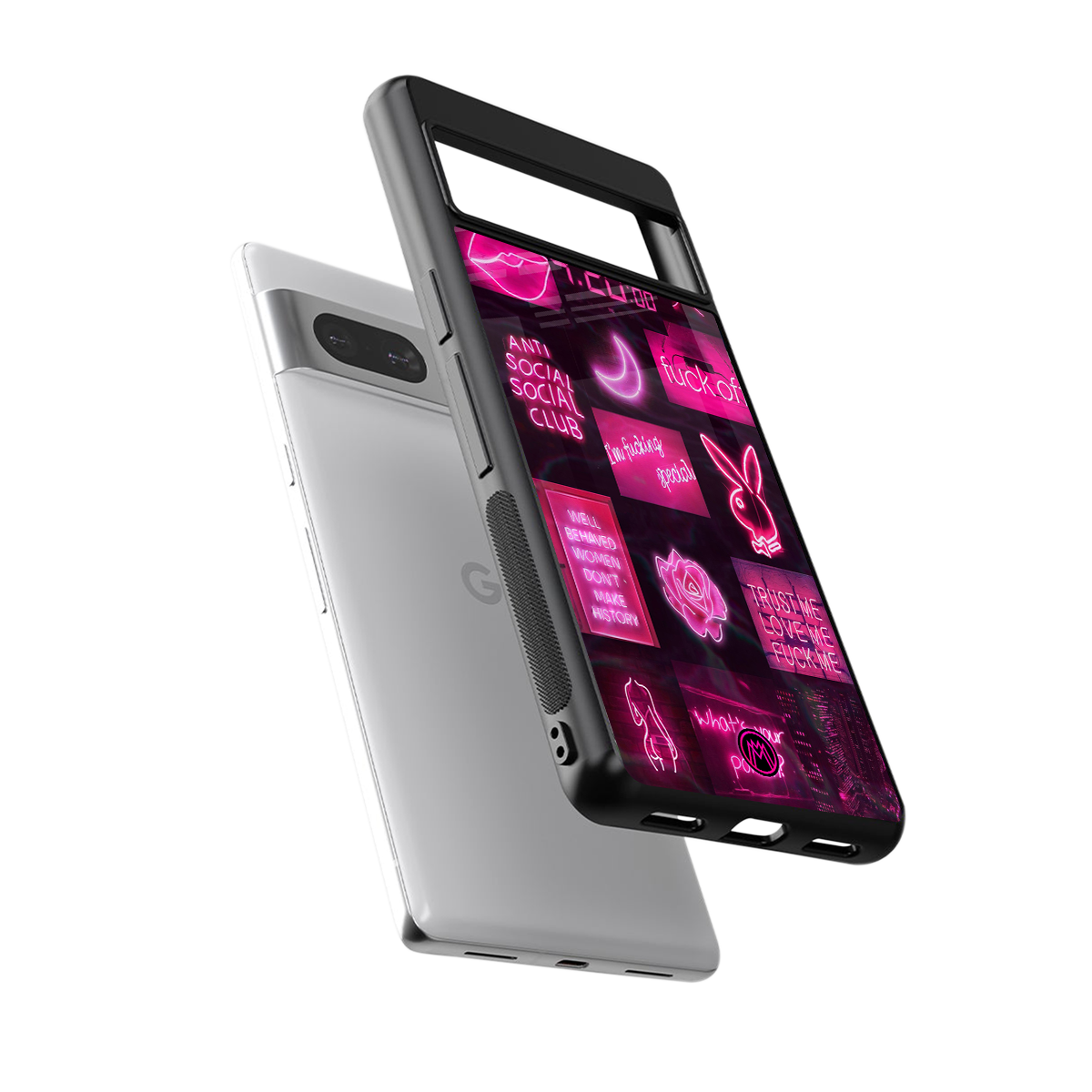 black pink aesthetic collage back phone cover | glass case for Google Pixel 7