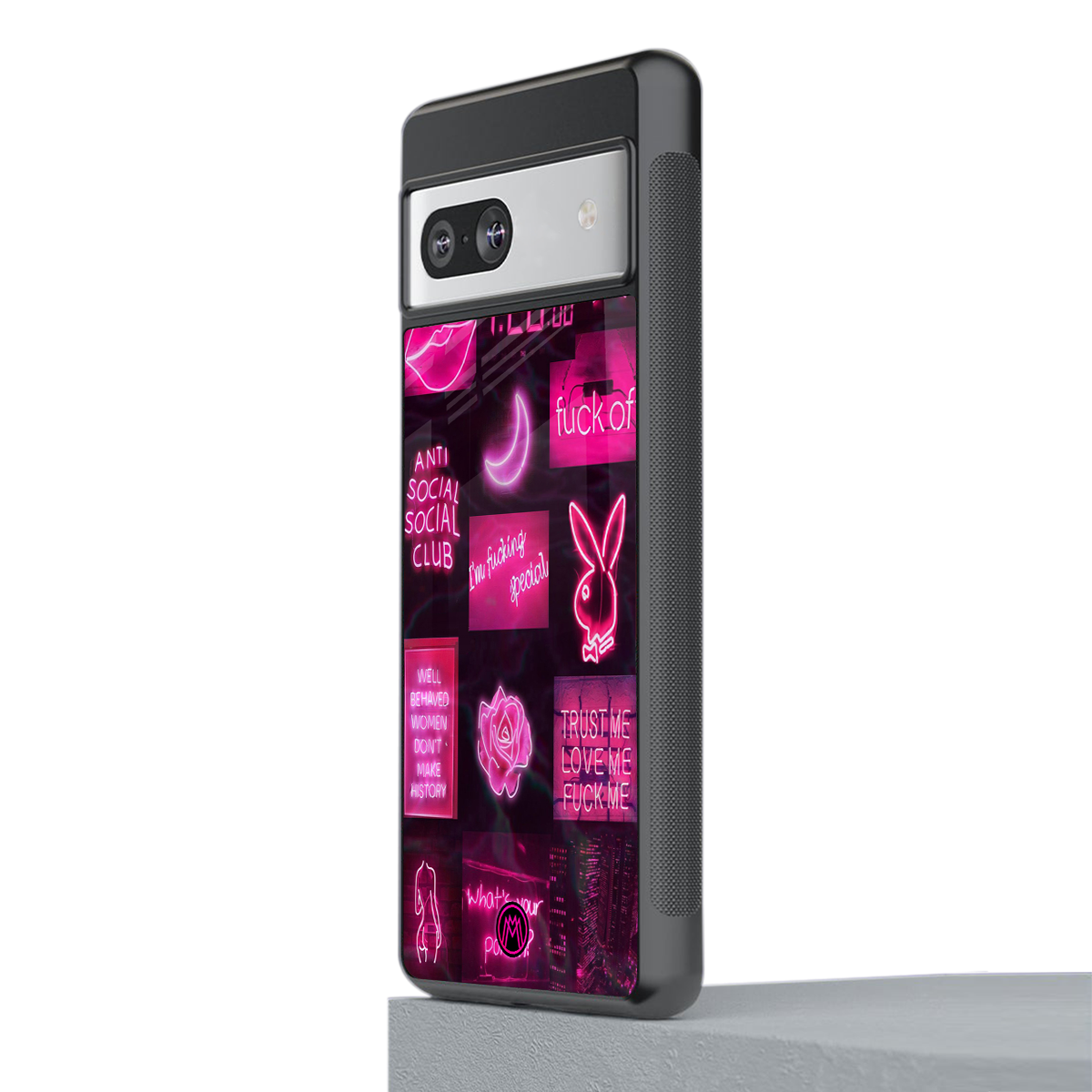 black pink aesthetic collage back phone cover | glass case for Google Pixel 7